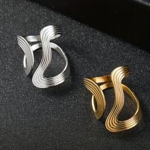 1 pièce Anneau asymétrique en acier inoxydable, épais et résistant à la décoloration, convient pour un port quotidien - A - Voir 2