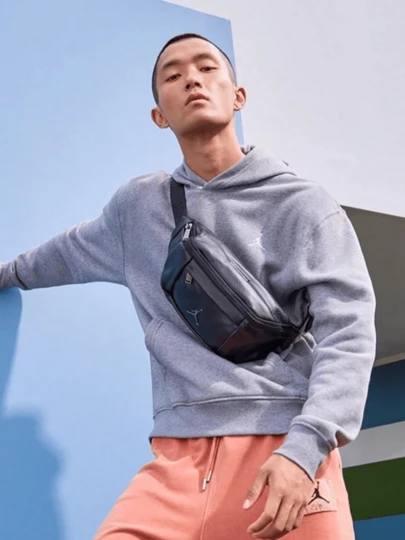Nike Jordan Casual Crossbody Bag, Chest Bag, Waist Bag, Regular Style, Unisex, Couple Style, Black.