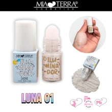 MIA TERRA COSMETICS- ILUMINADOR EN POLVO DE BOLSILLO CON APLICADOR PRACTICO EN ROLL ON - LUNA 1 PIEZA - LUNA - Ver 2