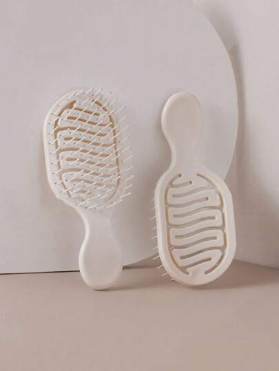 1/2pcs Mini Ivory Hollow Portable Styling Comb, Hair Brush, Comb, Hairdressing Tool, Hairdressing Product And Accessories, Unisex, Suitable For Hair Salons, Beauty Travel, Multi-Functional Wet And Dry Comb, Suitable For All Hair Types, Mother's Day Gift, Back To School Season, Travel Essential, Women's Hairstyling Accessories, Brush, Hair Brush, Edge Comb