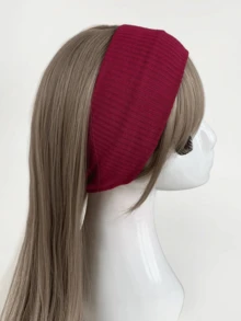 1pc Minimalist Solid Color Stretchy Headband, Suitable For Daily Yoga, Outdoor Sports And Fitness Running, Multi-Color Options, Unisex, Fashion Hair Accessory, All-Season Essential Home Goods Summer Beach Hair Bands - Burgundy - View 16