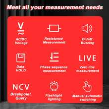 ZLLJMETER ZL15A Digital Multimeter, Multi-Function High Precision Tester, Non-Contact Voltage Current Resistance Ohm Tool - Black - View 3