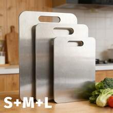 1 buah Talenan Stainless Steel Dua Sisi, Tebal dan Anti Selip, Talenan Dapur Tahan Lama Cocok untuk Daging, Sayuran, Buah-buahan, Roti, Mudah Dibersihkan dan Aman untuk Mesin Pencuci Piring, Anti Jamur dan Bau, Penting untuk Memasak Sehari-hari dan Persiapan Makanan - MultiWarna - View 12