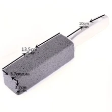 1pc Pumice Stone Scouring Stick | Effectively Erases Limescale Stains, Hard Water Rings, Calcium Buildup, And Rust - Ideal For Toilet Bowl Cleaning, Tile, Bath, And Kitchen With Ergonomic Handle - Pumice Brush - View 3