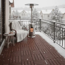 44 Pack Patio Deck Tiles, 12" X 12" Square Waterproof Outdoor All Weather Use, Plastic Interlocking Deck Tiles, Poolside Balcony Backyard Patio Floor Tiles - Brown-2(44 Pack) - 查看 2