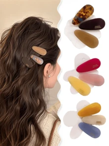 9pcs/3pcs Set Women Fashion Acetate Material Water Drop Shaped Side Clips, Bangs Clips, Suitable For Daily Wear And Holiday Gifts - Multicolor - View 5