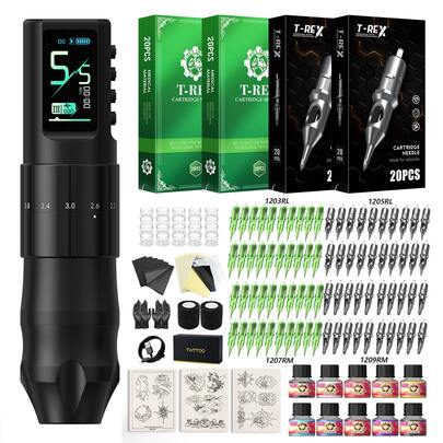 XNET 1 Set Nebula Wireless Tattoo Machine Full Kit, Includes 80pcs RL/RM Tattoo Ink Cartridges, 1600mAh Battery And 10 Colors Ink, Suitable For Beginner Tattoo Artists