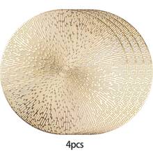 4/6/8/12pcs 15 Inch PVC Gold Round Placemats, Fireworks Pattern, 15 Inch Washable Placemats Suitable For Dining, Events, Banquets, Weddings, Bridal Showers, Home Daily Use - Gold - View 11