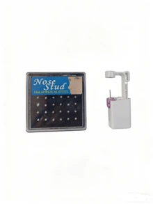 25 piezas Kit de perforación de nariz que incluye 1 pieza de pistola desechable para perforación de nariz y 24 piezas de set de herramientas de joyería corporal con pendientes rectos para la nariz - Multicolor - Ver 5