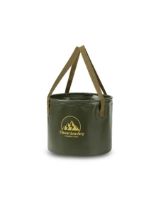 1pc 20L Travel Bravery Outdoor Foldable Water Bucket | Large Capacity Portable Camping Ice Bucket | Leak-Proof Material | Foldable Storage Only 2cm Thick | Heat-Resistant Odorless Design | Multi-Functional For Camping Handwashing | Khaki And Army Green Colors Available | Mountainous Pattern Outdoor Style | Reinforced Bucket Body Can Be Filled With Water | Carry Handle Design For Portable Travel | Picnic Party Beverage Chilling - Folding Storage Bucket - View 17