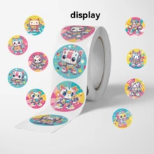 500PCS Mecha Cat Stickers Mini Rainbow Robot Theme Decorative Stickers Pixel Style Cute Mecha Scrapbooking DIY Stickers 1 Inch/2.5cm Stationery Seal Labels - Multicolor - View 3