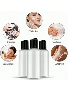 Travel Bottle 5pcs, 3.4oz Clear Plastic Empty Squeeze Bottles With Disc Top Flip Cap, For Liquid Toiletries, Shampoos, Lotions, Conditioners - Multicolor - View 7