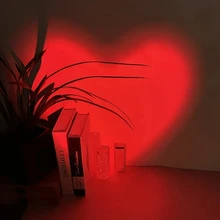 1PC Red Heart Projection Lamp, USB Powered Romantic Atmosphere Light For Bedroom Decor, Photo Background And Valentine's Day Gift - red - View 1
