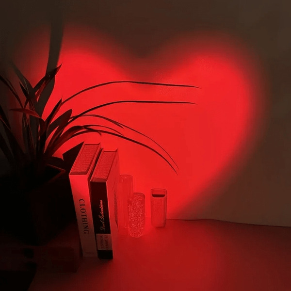 1PC Red Heart Projection Lamp, USB Powered Romantic Atmosphere Light For Bedroom Decor, Photo Background And Valentine's Day Gift