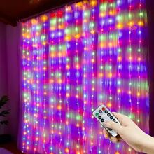 Indoor & Outdoor Decor, Valentine's Day Decor, Remote Control Curtain Lights, Holiday Lighting, Yard Decor, USB Powered Camping Decor Lights, Holiday Wreath Fairy Lights, 4 Light Colors, 8 Lighting Modes Romantic Decor Lights For Wedding Party, Room Curtain Lights, Dinner Party Decor Lights, Birthday Party Decor Lights, Christmas & Halloween Decor Lights, Garden Decor Lights - USB Curtain Light String - View 15
