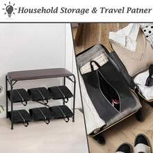 Túi đựng giày du lịch - Bộ 4 túi đựng giày du lịch cỡ lớn chống thấm nước có khóa kéo và tay cầm - Túi đựng đồ dùng phòng tập thể dục, unisex, hành lý, tủ quần áo (16.5x9.4 & 15.5x7.5 inch) - Xem 8