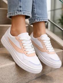 TÊNIS FEMININO CASUAL SOLA ALTA - BCO/ROSA - Visão 3