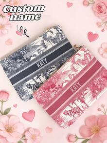 Túi đựng mỹ phẩm thời trang bằng polyester cá nhân hóa với họa tiết trang điểm và tên tùy chỉnh - Có thể giặt, khóa kéo, nhẹ, không phai màu, túi trang điểm có thể gấp gọn, túi đựng đồ vệ sinh cá nhân, túi trang điểm cho phù dâu, quà tặng phù dâu, quà tặng cho phụ nữ, quà kỷ niệm, quà Valentine, quà sinh nhật, quà cưới, quà tặng bạn thân, quà tặng mẹ/người yêu/bạn gái/vợ/bạn bè, túi trang điểm, phụ kiện du lịch - Nhiều màu - Xem 3