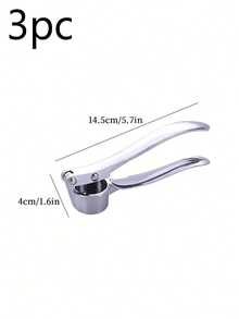 1pc Stainless Steel Garlic Press, Modernist Silver Multifunctional Garlic Mincer For Kitchen - Multicolor - View 12