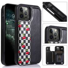 Wavy Checkered Flag Pattern Faux Leather Wallet Case For IPhone 17/16 Pro Max/15/14/13/12/11/ Galaxy Phone Cases|Slim Shockproof TPU With 3 Card Slots|Gift Idea- Replace Your Wallet - 黑色2 - 查看 1