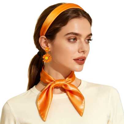 4pcs/Set Vintage Decorative Accessories, Inspired By 1960s And 1970s Fashion, Suitable For Hippie Disco Outfits, Includes Headband, Earrings And Scarf, Great For Disco Parties, Boho Themes, Halloween, Christmas, Carnival