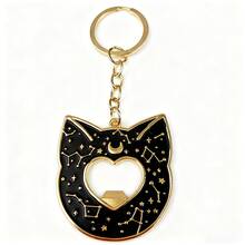 1pc Creative Fashion Realistic Black Cat Bottle Opener Keychain, Black Cat Shaped Bottle Opener Keyring Accessory, Small Gift For Family And Friends, Suitable For Daily Decor Car Accessories Bag Charm School Cute Goth Y2k - Black - View 6