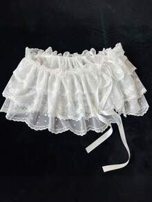 1pc Women'S Lace Butt Skirt Lace Hem Lining Bottom Skirt Stackable Strap Mini Skirt - White - View 12