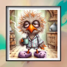 1件装全新卡通愤怒的小鸟咖啡主题5D钻石画套装，DIY圆形水晶钻石马赛克工艺品，适合作为手工礼品，装饰客厅、卧室，热销产品，父亲节、母亲节、婚礼、五一劳动节、复活节、圣诞节、情人节等节日，无框 - 查看 11