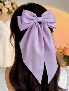 10个随机颜色缎带蝴蝶结发夹，女士发饰，可爱发圈，超大长尾发夹，金属发夹，爪夹，学习用品，发饰，夏季，假日，旅行 - 彩色 - 查看 10