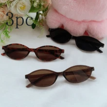 3 pares de gafas de moda retro con montura completa de plástico con estampado geométrico y de leopardo multicolor para mujeres - Multicolor - Ver 2