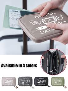 Organizador de pasaporte y productos electrónicos para viajes - Organizador de bolsa impermeable portátil para cables de datos y accesorios, diseño de múltiples compartimentos, portapassaporte portátil, billetera multifuncional con muñequera, puede contener pasaporte, teléfono inteligente, auriculares, brochas de maquillaje, etc. - Adecuado para viajes y uso diario (disponible en 4 colores) - Multicolor - Ver 1
