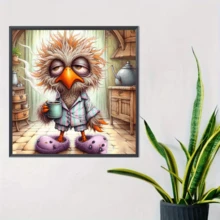 1件装全新卡通愤怒的小鸟咖啡主题5D钻石画套装，DIY圆形水晶钻石马赛克工艺品，适合作为手工礼品，装饰客厅、卧室，热销产品，父亲节、母亲节、婚礼、五一劳动节、复活节、圣诞节、情人节等节日，无框 - 查看 10