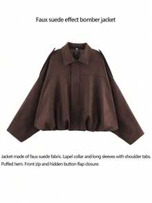 HZXVIC Women's Casual Comfortable Suede Fleece Jacket, New Autumn Collection - Coffee Brown - View 15