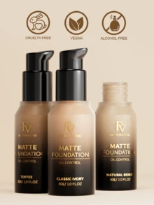 FV Full Coverage Foundation-Hydrating Dewy Glow Foundation Invisible Pore Concealer Non-Greasy Lightweight Natural Soft Brand Beauty Makeup Face Paint Cosmetic For Y2K Fancy Fashion Suitable For Birthday'S Day Gift Rave Party Ready Best Color - Matte Toffee - View 7