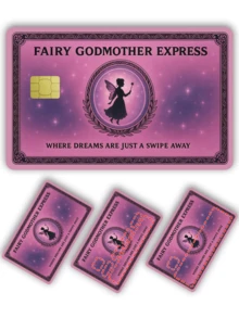 1张仙女教母快捷信用卡贴纸，用温柔的挥手守护你的梦想，采用PVC材质，防指纹、耐用、防刮擦，适用于男士、女士、情侣、小型芯片卡、银行卡、信用卡、交通卡、学生证等，DIY设计，保护隐私 - 多色 - 查看 2