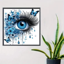 1 pieza Nuevo kit de pintura de diamantes con tema de ojo azul, mosaico de diamantes de cristal 5D redondo, manualidades DIY, adecuado para regalos hechos a mano, sala de estar, dormitorio, Eid Al-Adha, Día del Padre, Día de la Madre, boda, Día del Trabajo, Pascua, Navidad, Día de San Valentín, sin marco - Ver 4