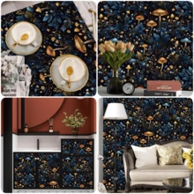 1 Cuộn Giấy Dán Vinyl Họa Tiết Nấm, Giấy Dán PVC Cho Phòng Ngủ, Phòng Khách, Phòng Tắm, Mặt Bàn Bếp, Trang Trí Nội Thất, Giấy Dán Tự Dán, 17.7inX39.3/118.1/196.8/393.7in - K-vàng - Xem 3