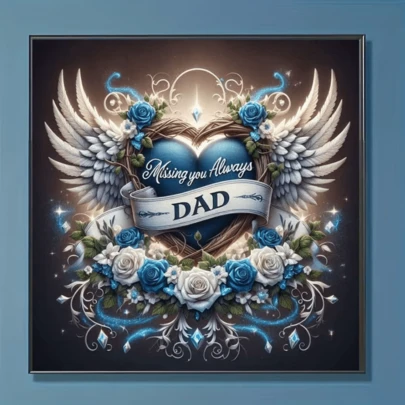 1pc New Diamond Painting Kit With Father's Day Theme, 5D Round Crystal Diamond Mosaic DIY Craft, Suitable For Handmade Gifts, Living Room/Bedroom Decor, Applicable For Father's Day, Mother's Day, Wedding, Labor Day, Easter, Christmas, Valentine's Day, Frameless