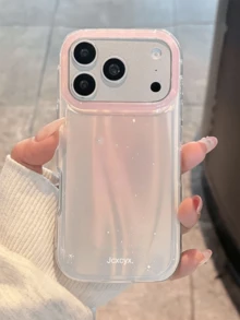 奢华渐变粉紫色闪亮激光星形图案手机壳，适用于 17 Pro Max、17 Pro、17、16 Pro Max、16 Pro、16、15 Pro Max、15 Pro、14 Pro Max、14 Pro、13、12 Pro Max、11、16、15、14 Plus，配有时尚挂绳腕带，闪亮柔软边缘保护套。 - 粉色 - 查看 3