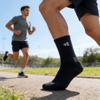 5 Pairs Black & White Simple Sports Socks, Casual Crew Socks For Men