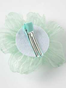 2pcs/Set Fashionable Organza Chiffon Flower Hair Clips, Suitable For Outdoor, Vacation, Gifts For Girlfriend, Family,Travel,Birthday - Green - View 3