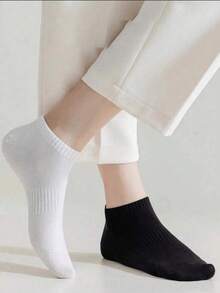 2/5/10 Pairs Women's Short Socks, White Short Socks, Black Short Socks, Invisible Socks, Cute Socks, Girls' Socks, Suitable For All Seasons Autumn Winter Spring Summer, Mesh Breathable Details, Guide Rail Breathable Hole Design, Moisture-Wicking, Soft And Smooth, Suitable For Various Holidays, Sports, Casual, Business And Other Daily Wear, Can Be Worn All Year Round, Random Color Combination. - Multicolor - View 4