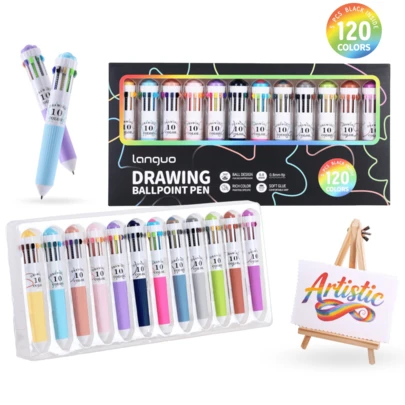 60/120 Color Pens, 6/12 Pcs/Set 10-In-1 Multicolor Ballpoint Pen Set, 0.8mm Retractable Colorful Pens, Suitable For Drawing And Writing, School Office Art Supplies