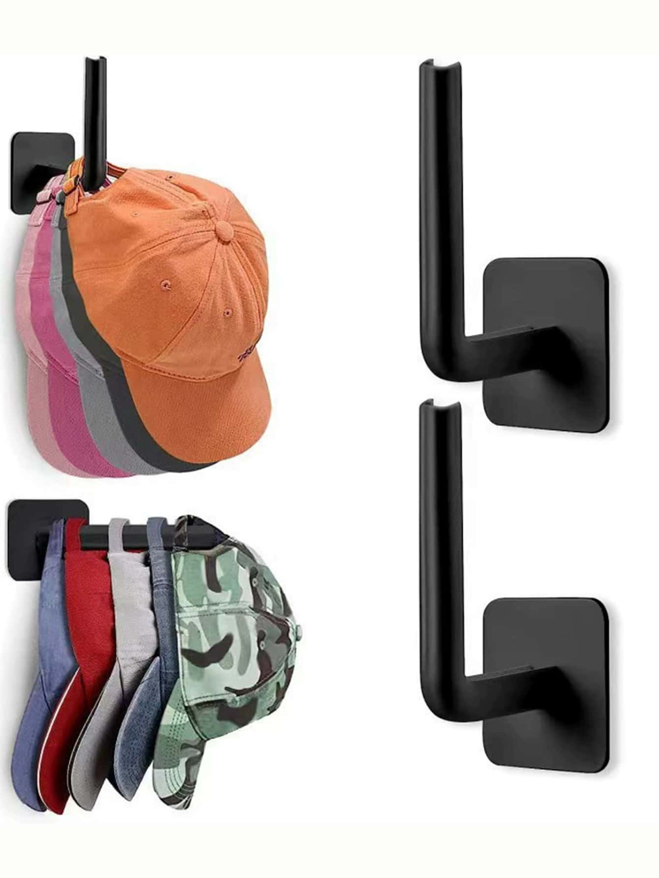 L-Shaped Paperclip Holder, No Drill Wall Mount Towel/Clothes Rack, Bathroom/Kitchen Paper Towel Dispenser - Black - View 1