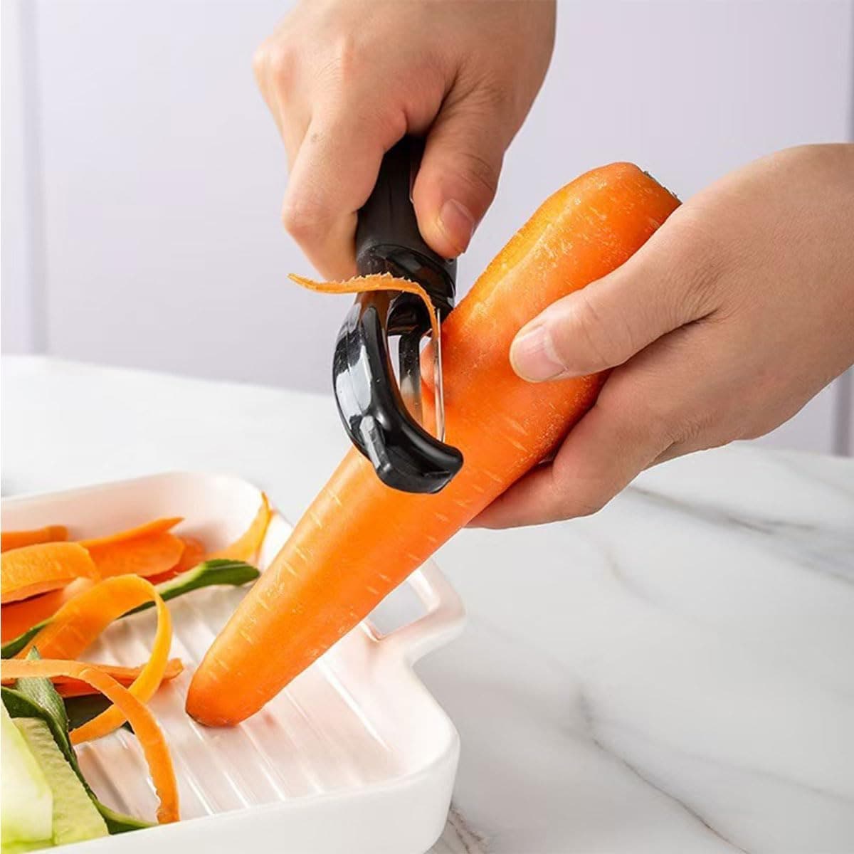 Premium Rotary Vegetable Peeler, Soft Grip Handle And Ultra-Sharp Stainless Steel Blade - Perfect Kitchen Peeler For Vegetables, Fruits, Potatoes, Carrots, Apples - Black - Multicolor - View 1