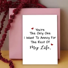 1张极简黑白情人节卡片 - “你是我唯一想惹恼的人”浪漫语录，别致的周年纪念日及趣味浪漫的生日礼物，送给情侣 - 均碼 - 查看 7