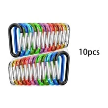 50pcs Aluminum Alloy D-Ring Carabiners, Spring Gate Clips, Small Outdoor Camping Keychain, Durable & Reliable - Multicolor - View 10