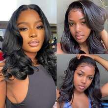 250% Density 42Inch 13x4 Body Wave Lace Front Wigs Human Hair Pre Plucked 13x6 Frontal Wigs Human Hair HD Lace Body Wave Wig  6x5 Glueless Human Hair Wigs For Womenn - Natural Black - 查看 7