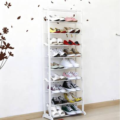 Caja de almacenamiento para zapatos de 10 capas, marco de plástico, caja de almacenamiento para zapatos simple y fácil de montar