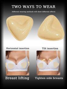 2片双面自粘V型胸垫，可重复使用，隐形加厚罩杯，适用于泳装 - 彩色 - 查看 5